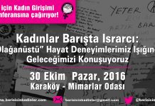 Barış için Kadın Girişimi 30 Ekim günü konferansa çağırıyor