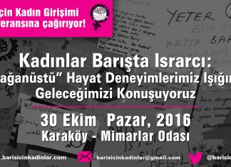 Barış için Kadın Girişimi 30 Ekim günü konferansa çağırıyor