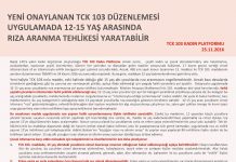 Yeni Onaylanan TCK 103 Düzenlemesi Uygulamada 12-15 Yaş Arasında Rıza Aranma Tehlikesi Yaratabilir