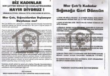19 Aralık 2008: Feministler, Beyoğlu Kaymakamlığı’nın Mor Çatı ile yaptığı protokolü yenilememesini TBMM önünde protesto etti