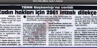 7 Mart 1986: Feministlerden ilk kampanya; ‘CEDAW uygulansın’ kampanyasında imzalar TBMM’ye verildi