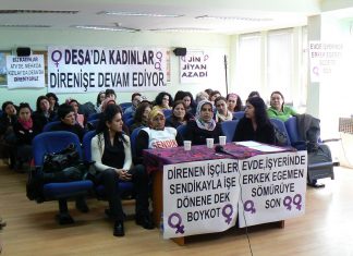 24 Mart 2009: Desa Deri Direnişi ile Dayanışma Kadın Platformu, direnişçi kadın işçilerle birlikte basın toplantısı yaptı