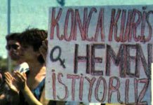 2 Ağustos 1998: Hizbullah’ın kaçırdığı Konca Kuriş için feministler eylem yaptı