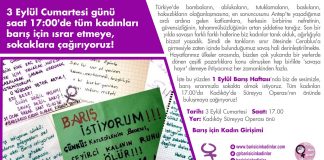 3 Eylül 2016: Kadınlar barış için Kadıköy’de eylem yaptı