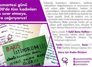 3 Eylül 2016: Kadınlar barış için Kadıköy’de eylem yaptı