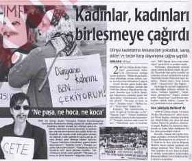8 Ekim 2000: Ankara’da “2000 Yılı Dünya Kadın Yürüyüşü” mitingi yapıldı