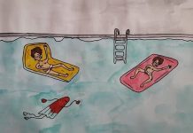 Yumuşak şekilsiz çizimler; regl kanı mavi değil kırmızı