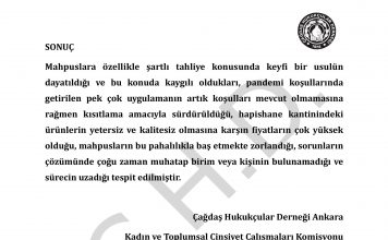 Sincan Kadın Kapalı Cezaevi Hakkında Rapor / Kasım 2021